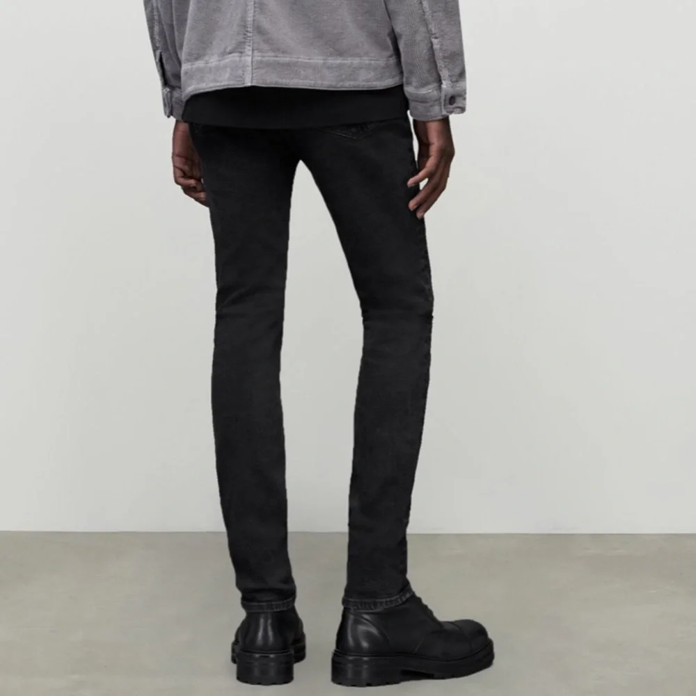 All Saints Cigarette Skinny Damaged Denim Cotton Black Jeans